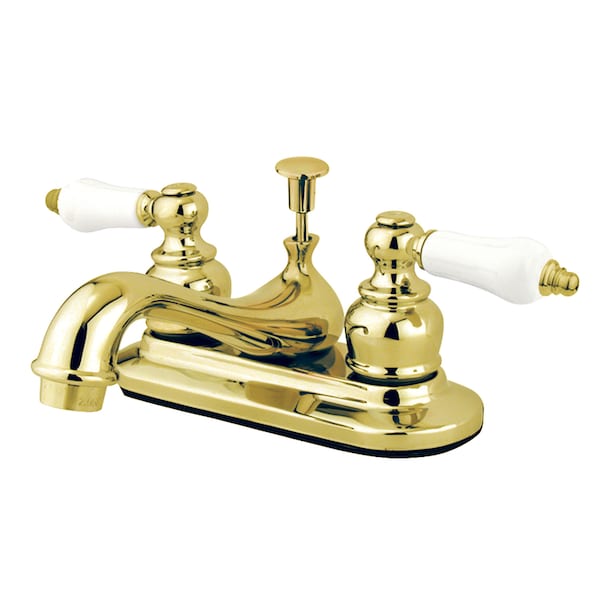 Restoration, 4" Centerset Bathroom Faucet, Polished Brass